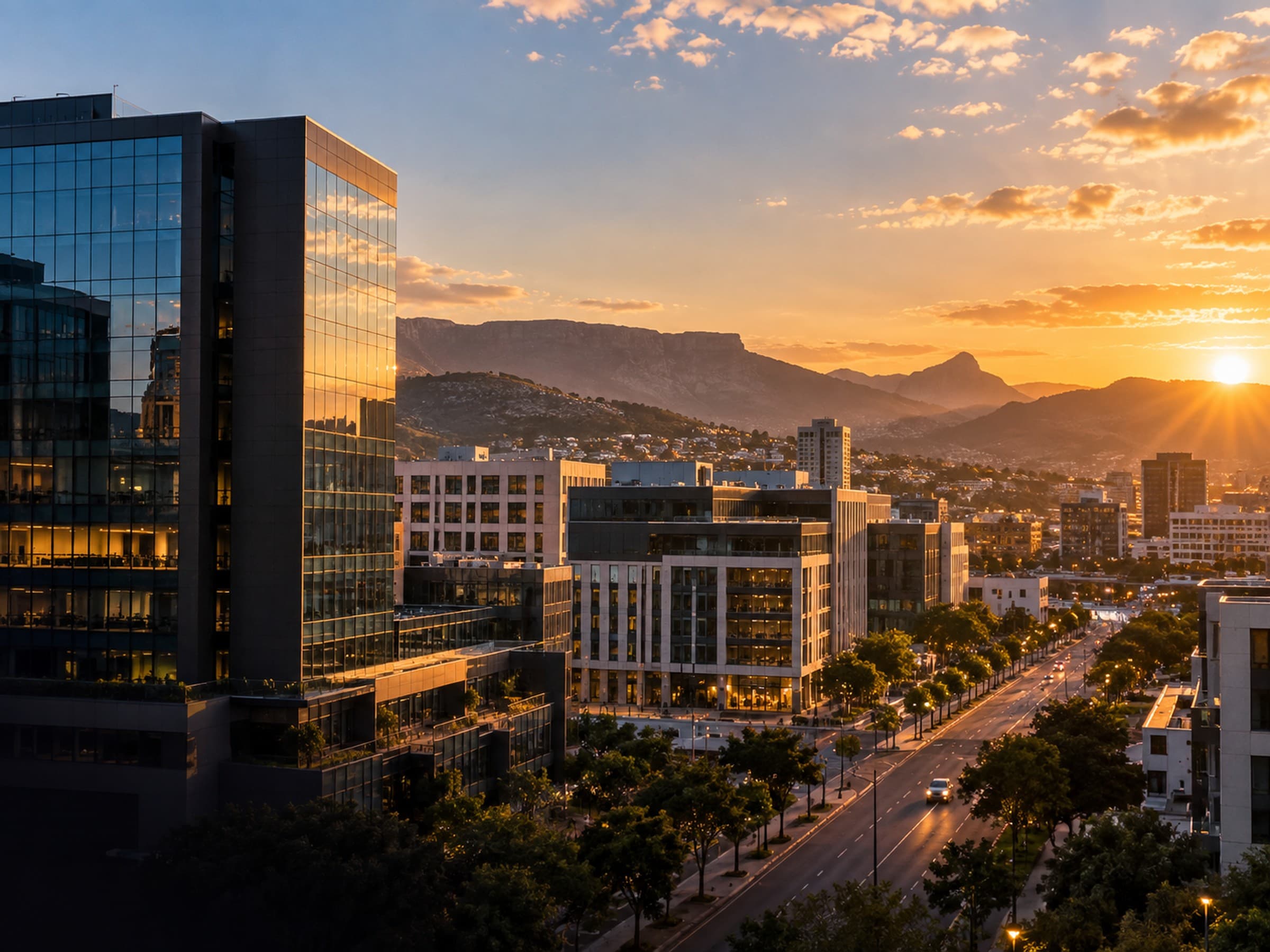 Modern business district representing IBD industry solutions